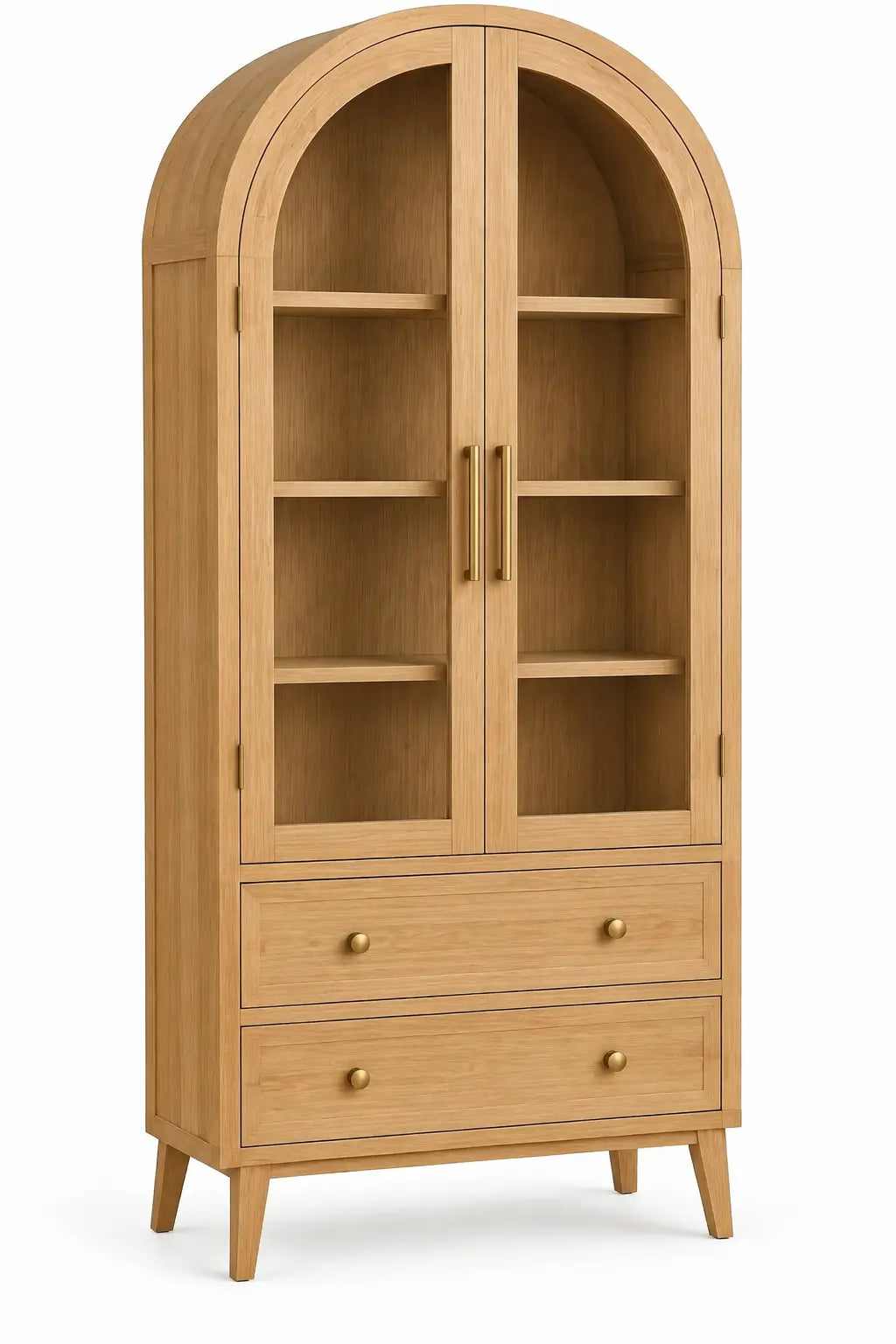 Vitrina de almacenamiento con formas arqueadas, marrón